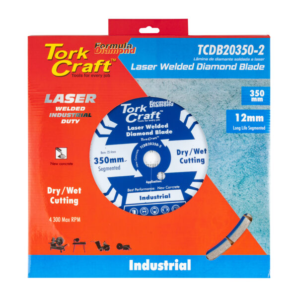 TCDB20350-2.jpg DIAMOND BLADE 350x25.4MM GREEN / NEW CONCRETE LASER WELDED SEGMENTED