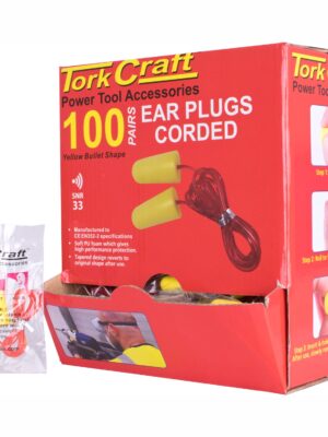 EAR PLUG CORDED 1PR POLY BAG 100 PR PER BOX BULLET SHAPE YELLOW