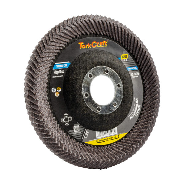 FLAP DISC ROUND EDGE A/O 115MM 120 GRIT FLAT