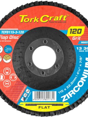 FLAP DISC ZIRCONIUM 115MM 120 GRIT FLAT