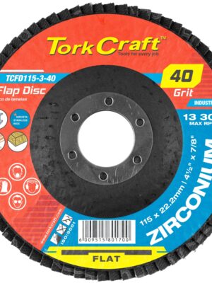 FLAP DISC ZIRCONIUM 115MM 40 GRIT FLAT