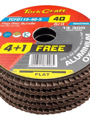 FLAP SANDING DISC 115MM 40GRIT 4+1 FREE A/O