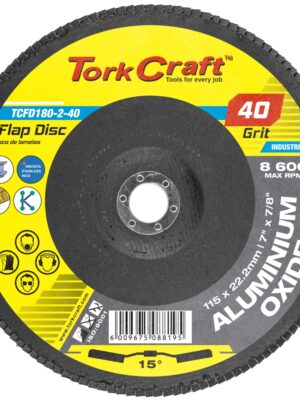 FLAP DISC 180MM 15 DEG.ANGLE 40GRIT A/O