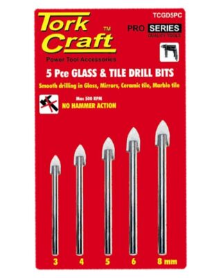 TCGD5PC.jpg GLASS & TILE DRILL BIT SET 5 PCE 3/4/5/6/8