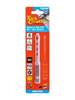 GLASS & TILE DRILL 4MM HEX SHANK INDUSTRIAL