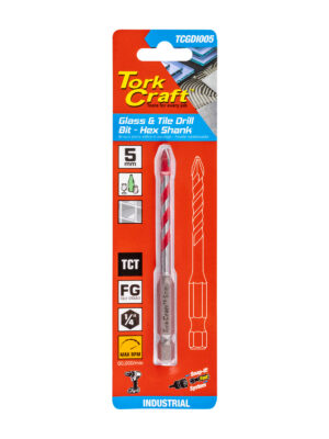 GLASS & TILE DRILL 5MM HEX SHANK INDUSTRIAL