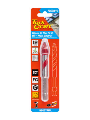 GLASS & TILE DRILL 12MM HEX SHANK INDUSTRIAL