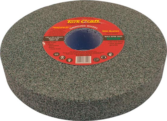 TCGR150-3.jpg GRINDING WHEEL 150X25X32MM BORE COARSE 36GR W/BUSHES FOR B/G GREEN