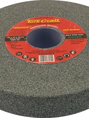 GRINDING WHEEL 150X25X32MM BORE FINE 60GR W/BUSHES FOR B/G GREEN
