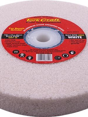 GRINDING WHEEL 150X20X32MM WHITE COARSE 36GR W/BUSHES FOR BENCH GRIN