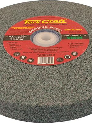 GRINDING WHEEL 200X25X32MM GREEN COARSE 36GR W/BUSHES FOR BENCH GRIN