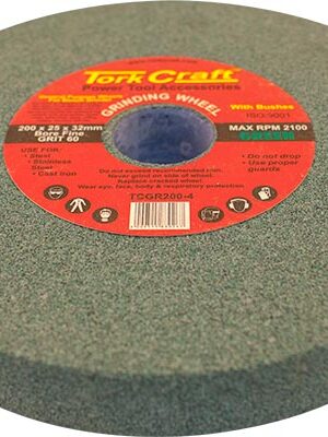 GRINDING WHEEL 200X25X32MM BORE FINE 60GR W/BUSHES FOR B/G GREEN