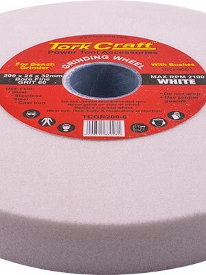 GRINDING WHEEL 200X25X32MM BORE FINE 60GR W/BUSHES FOR B/G WHITE