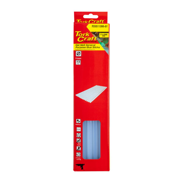 TCGS11300-01.jpg GLUE STICK 11 X 300MM 12PC HOT MELT GEN. PURPOSE EVA 18000CPS