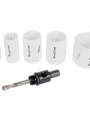 HOLE SAW SET 6PCE BI-METAL (22/25/32/35/51MM & 3/8 HEX MANDREL)