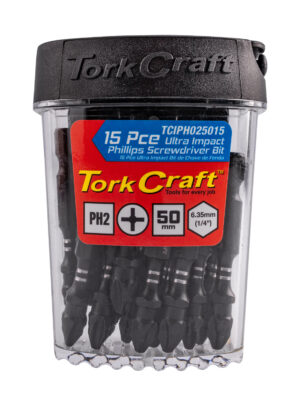 IMPACT PHIL.2 X 50MM POWER BIT 15PC TIC TAC CASE PH2