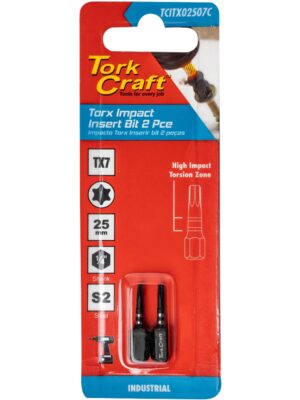 TCITX02507C.jpg TORX TX 7 IMPACT INSERT BIT 25MM 2PC CARDED