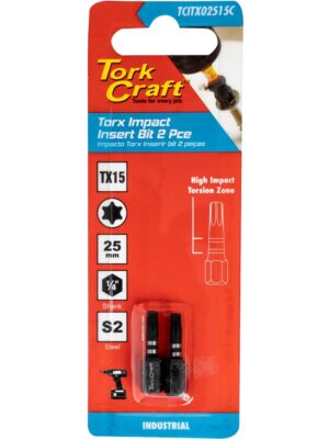 TCITX02515C.jpg TORX TX 15 IMPACT INSERT BIT 25MM 2PC CARDED