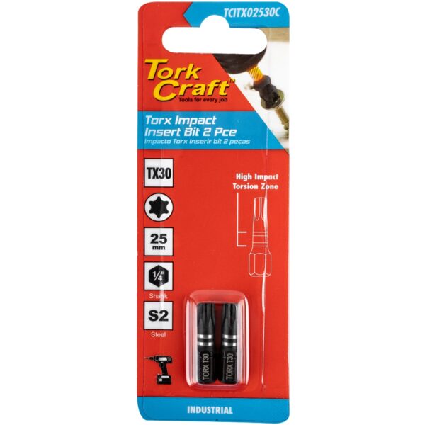 TCITX02530C.jpg TORX TX 30 IMPACT INSERT BIT 25MM 2PC CARDED