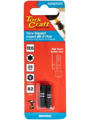 TORX TX 35 IMPACT INSERT BIT 25MM 2PC CARDED