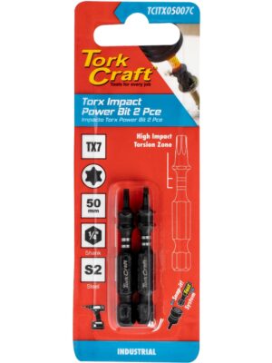 TCITX05007C.jpg TORX TX 7 IMPACT POWER BIT 50MM 2PC CARDED
