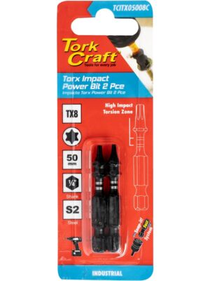 TORX TX 8 IMPACT POWER BIT 50MM 2PC CARDED