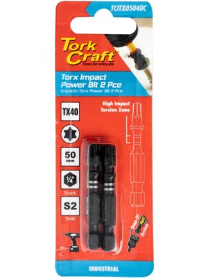 TORX TX 40 IMPACT POWER BIT 50MM 2PC CARDED