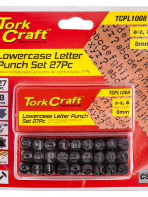 TCLP1008.jpg LETTER PUNCH SET 8MM (a-z) LOWER CASE 27PC BLACK FINISH