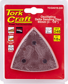 TCOA019-240.jpg OSCILLATING SANDPAPER A/O 80MM 10PC DELTA SHAPE 240GRIT