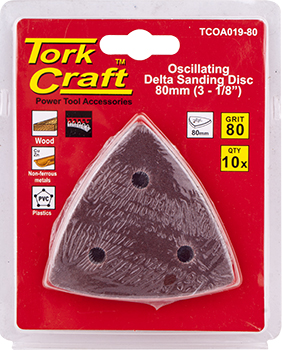 TCOA019-80.jpg OSCILLATING SANDPAPER A/O 80MM 10PC DELTA SHAPE 80GRIT
