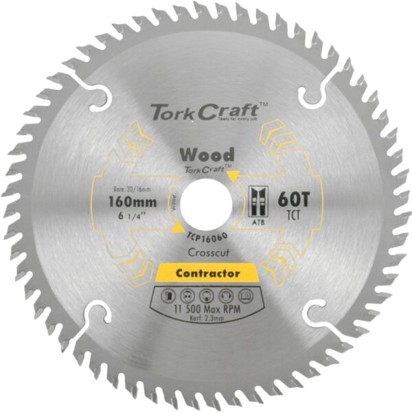 TCP16060.jpg BLADE CONTRACTOR 160 X 60T 20/16 CIRCULAR SAW TCT