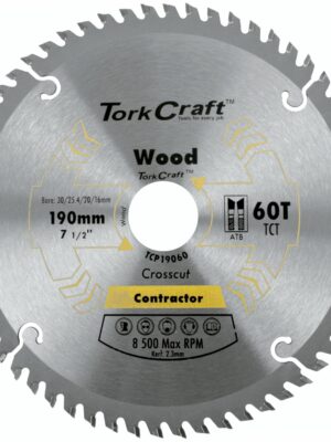 BLADE CONTRACTOR 190 X 60T 30/1/20/16 CIRCULAR SAW TCT
