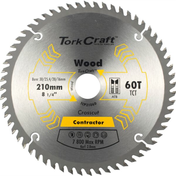 TCP21060.jpg BLADE CONTRACTOR 210 X 60T 30-1-20-16 CIRCULAR SAW TCT