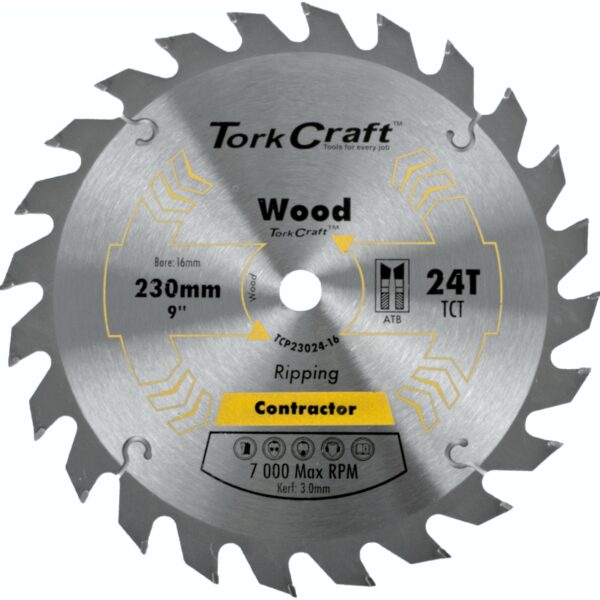 TCP23024-16.jpg BLADE CONTRACTOR 230 X 24T 16MM CIRCULAR SAW TCT