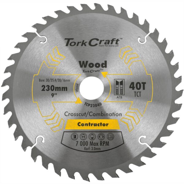 TCP23040.jpg BLADE CONTRACTOR 230 X 40T 30/1/20/16 CIRCULAR SAW TCT