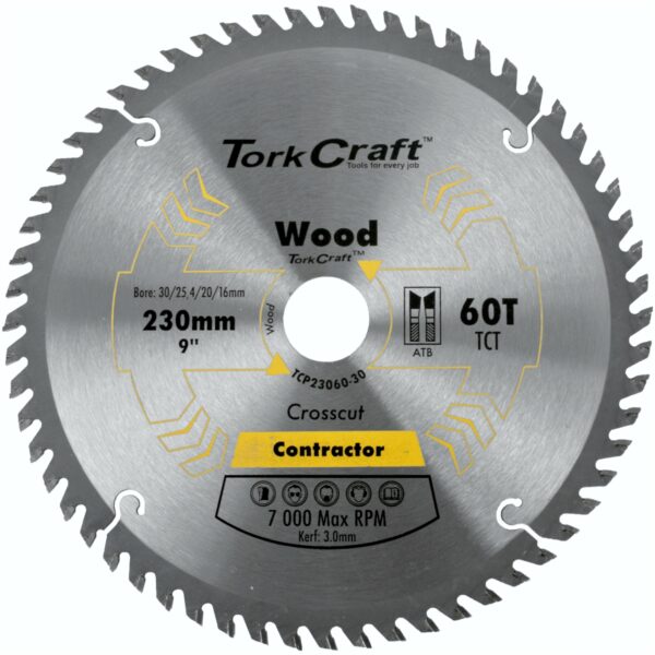 TCP23060-30.jpg BLADE CONTRACTOR 230 X 60T 30/1/20/16 CIRCULAR SAW TCT