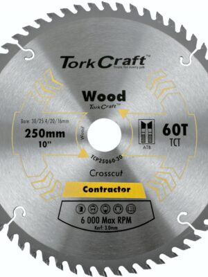 BLADE CONTRACTOR 250 X 60T 30/20/16 CIRCULAR SAW TCT