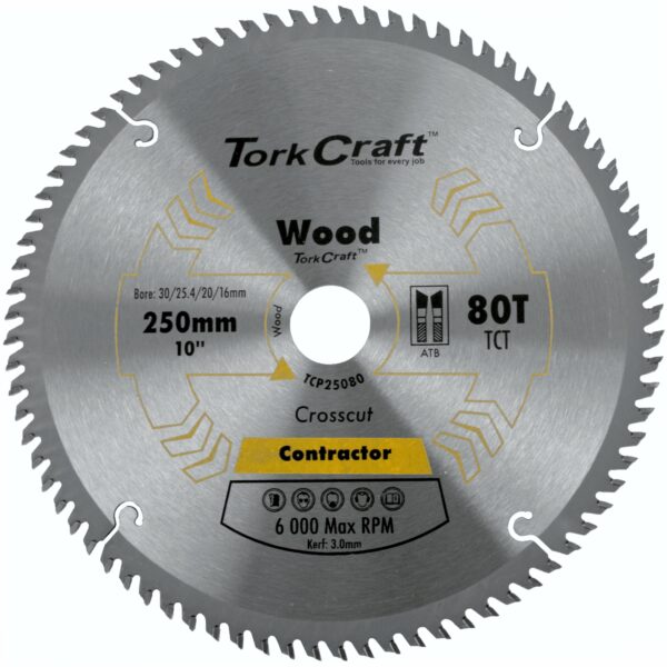 TCP25080.jpg BLADE CONTRACTOR 250 X 80T ATB 30/16 CIRCULAR SAW TCT