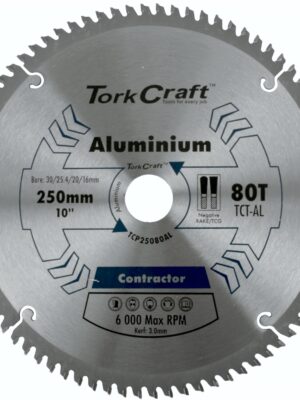BLADE CONTRACTOR ALUM 250 X 80T TCG NEG 30MM CIRCULAR SAW TCT