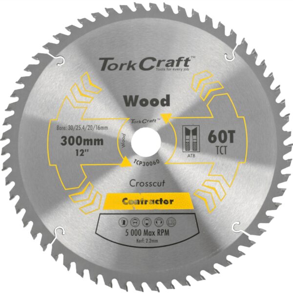TCP30060.jpg BLADE CONTRACTOR 300 X 60T 30/1/20/16 CIRCULAR SAW TCT