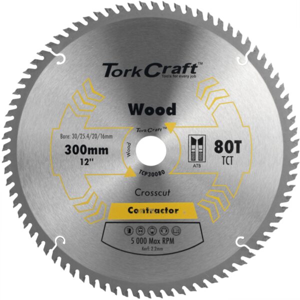 TCP30080.jpg BLADE CONTRACTOR 300 X 80T 30/1/20/16 CIRCULAR SAW TCT