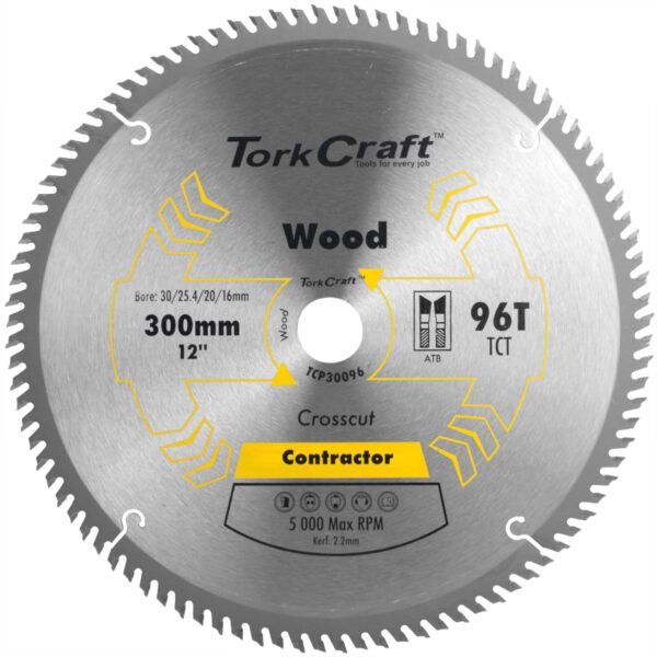 TCP30096.jpg BLADE CONTRACTOR 300 X 96T 30/1/20/16 CIRCULAR SAW TCT