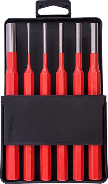 TCPU20303.jpg TORK CRAFT PIN PUNCH SET 6PC - 2.5, 3.5, 4. 5, 6, 8, 10MM RED