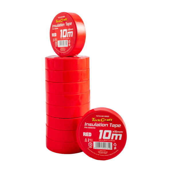TCTA10010RED.jpg 0.15MMX15MMX10M RED INSULATION TAPE
