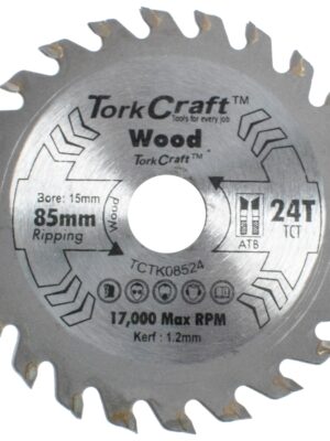 TCT SAW BLADE 85MM X 1.2MM X 15MM X 24T WOOD THIN KERF