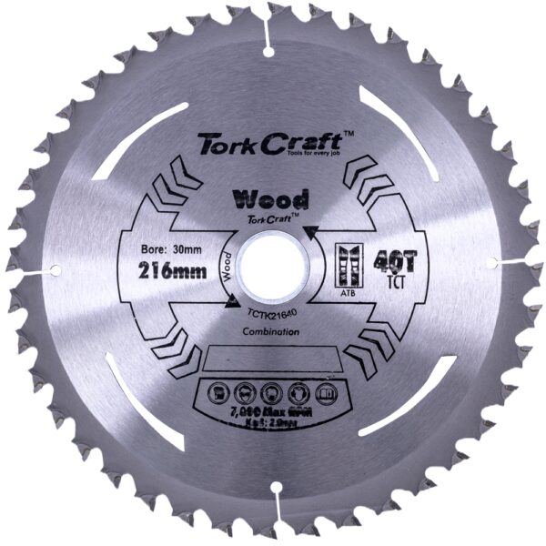 TCTK21640.jpg TCT SAW BLADE 216MM X 2.0MM X 30MM X 40T WOOD THIN KERF