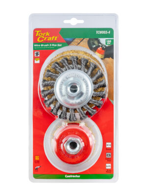 WIRE BRUSH SET 3PCE 100MM TWIST KNOT WHEEL