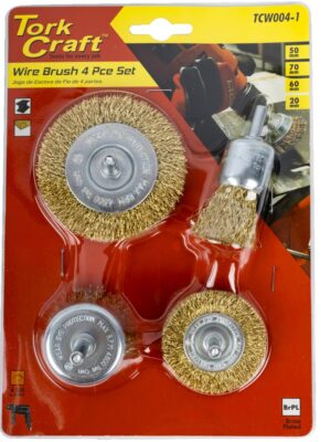 WIRE BRUSH SET 4PCE WITH SHAFT END/CUP/CIRC
