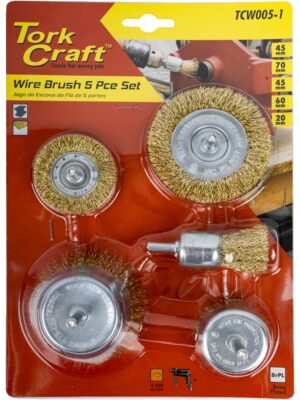 WIRE BRUSH SET 5PCE WITH 6MM SHAFT CUP/CIRC/END