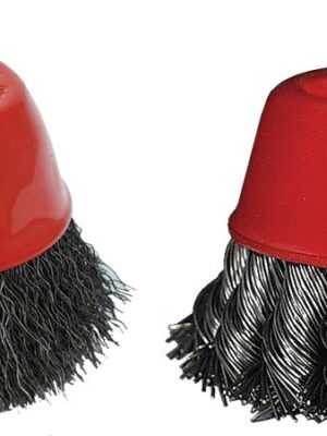 WIRE CUP BRUSH 75MM x M14 CRIMPED & KNOTTED SET 2PCE FOR115 ANGLE GRI